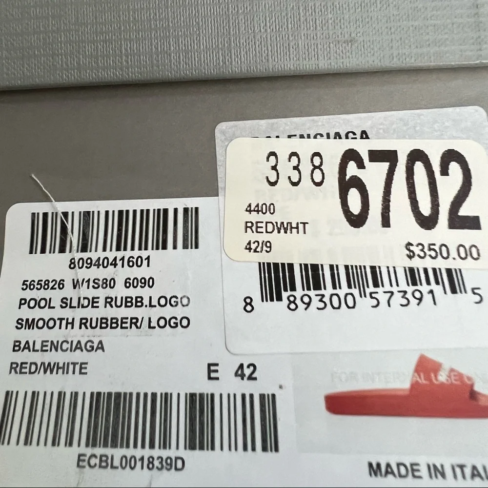 New Men’s “Balenciaga” Red Pool Slides - Picture 6 of 6